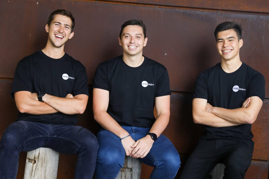 Photo of Gridsight’s co-founders. From left to right: Kurt Walkom, Brendan Banfield, and Hugh Chan.