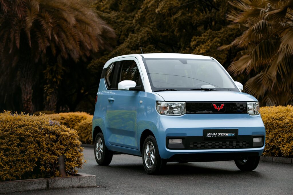 Photo of the Wuling Hongguang Mini, an electric microcar produced by the SAIC-GM-Wuling joint venture.